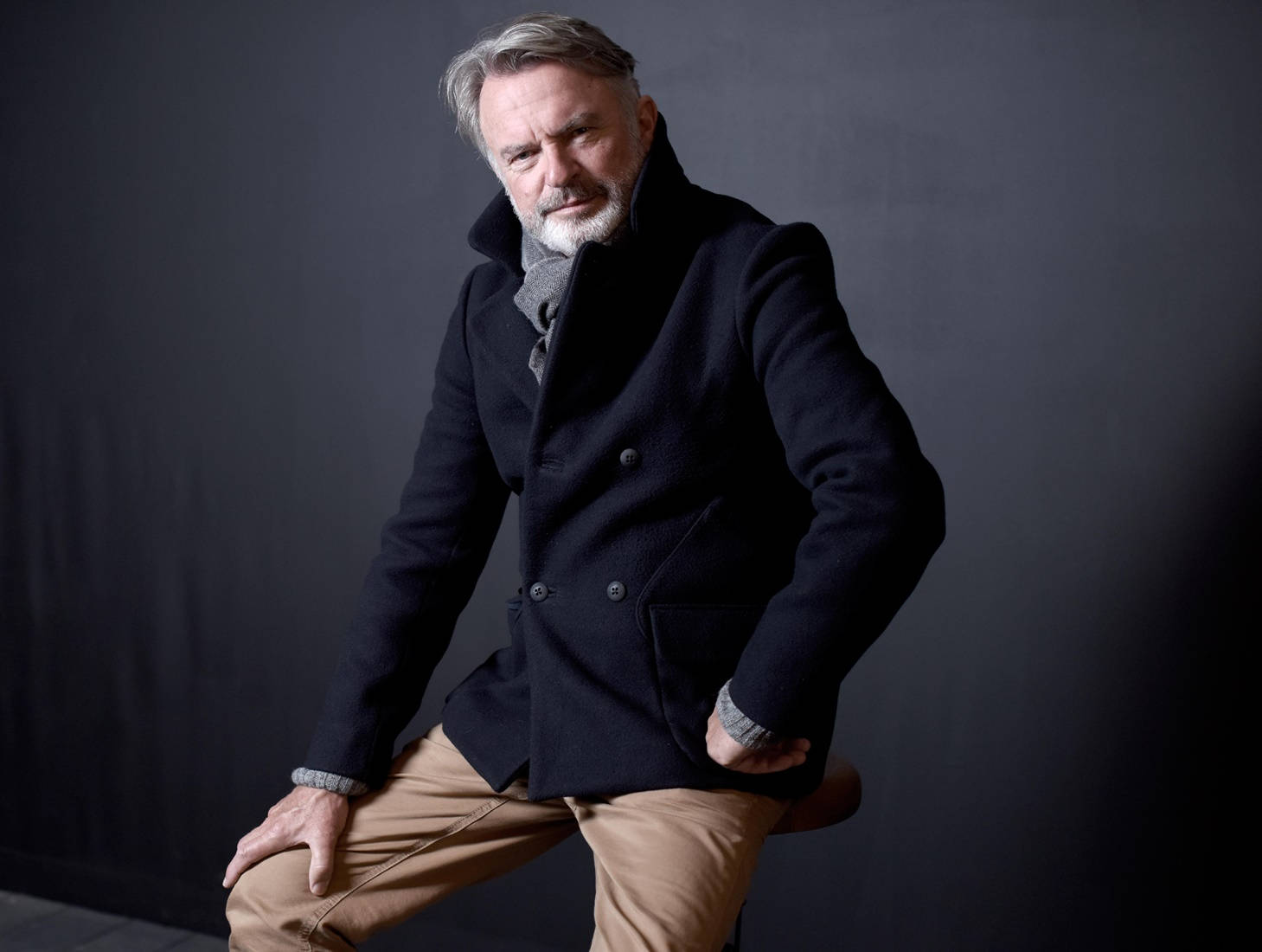 New Zealand Actor Sam Neill Studio Portrait Background