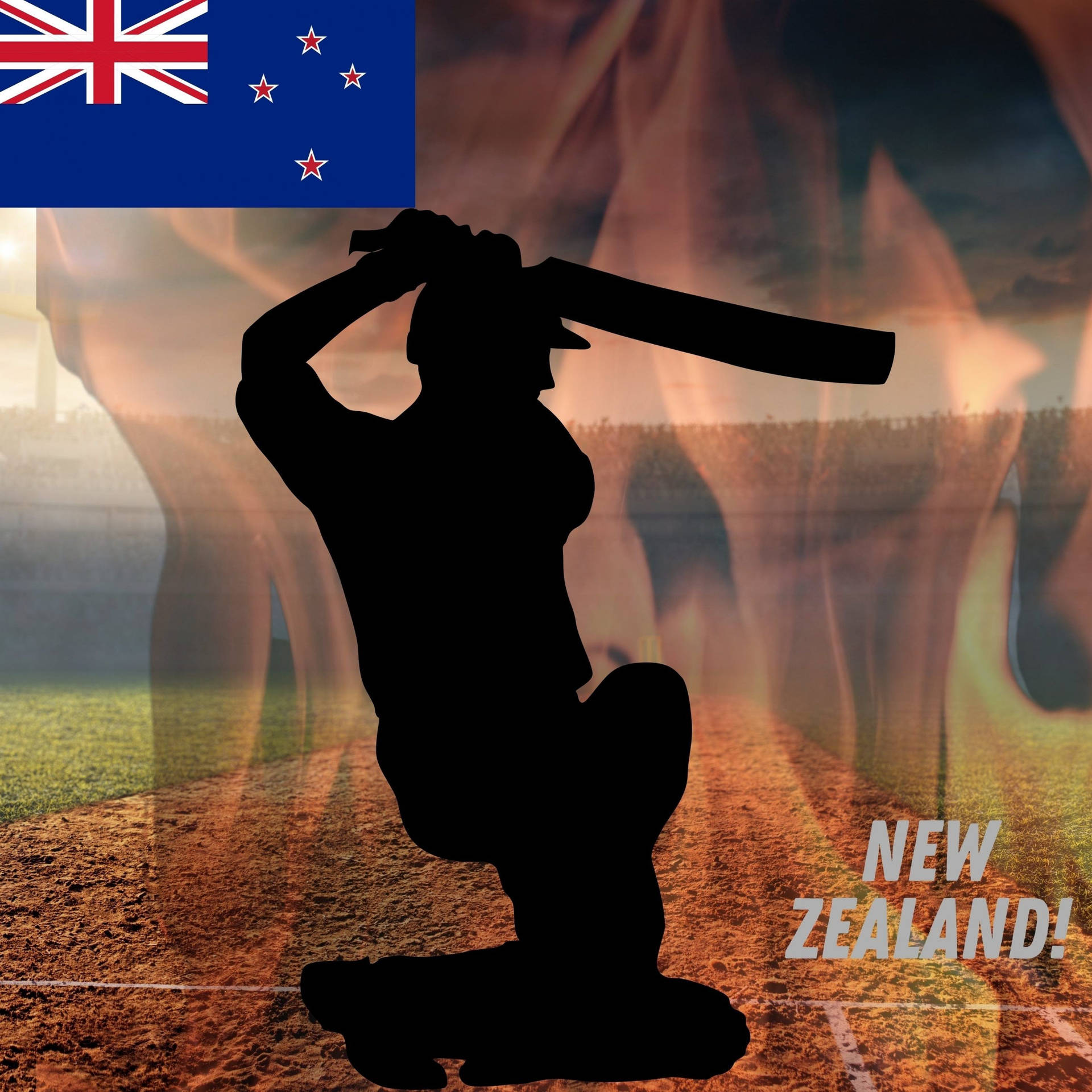 New Zealand Cricket Team Flag Poster Background