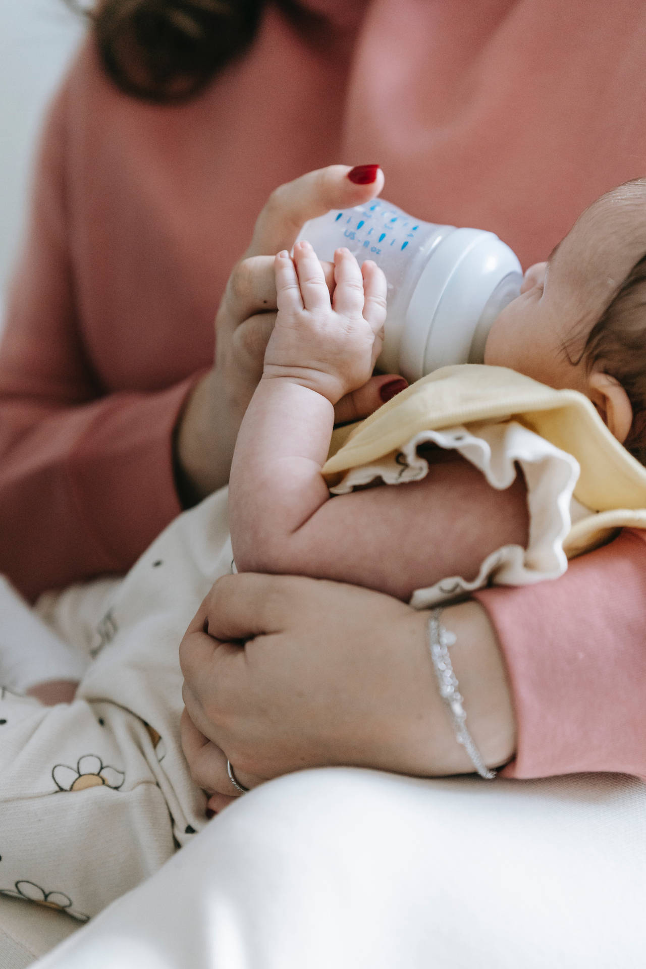 Newborn Baby Girl Bottle Fed Background