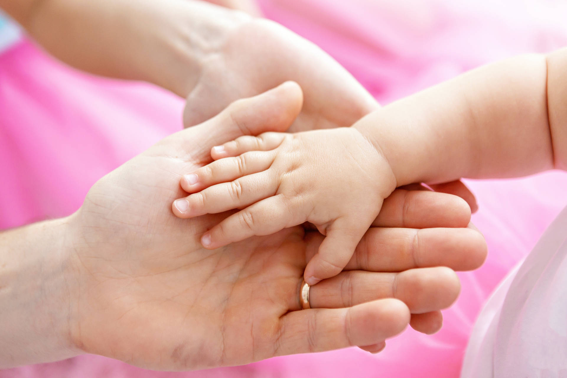 Newborn Baby Girl Pink Background