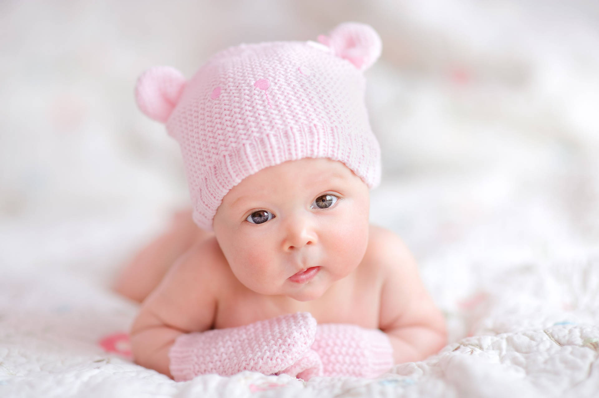 Newborn Baby Pink Hand Gloves Background