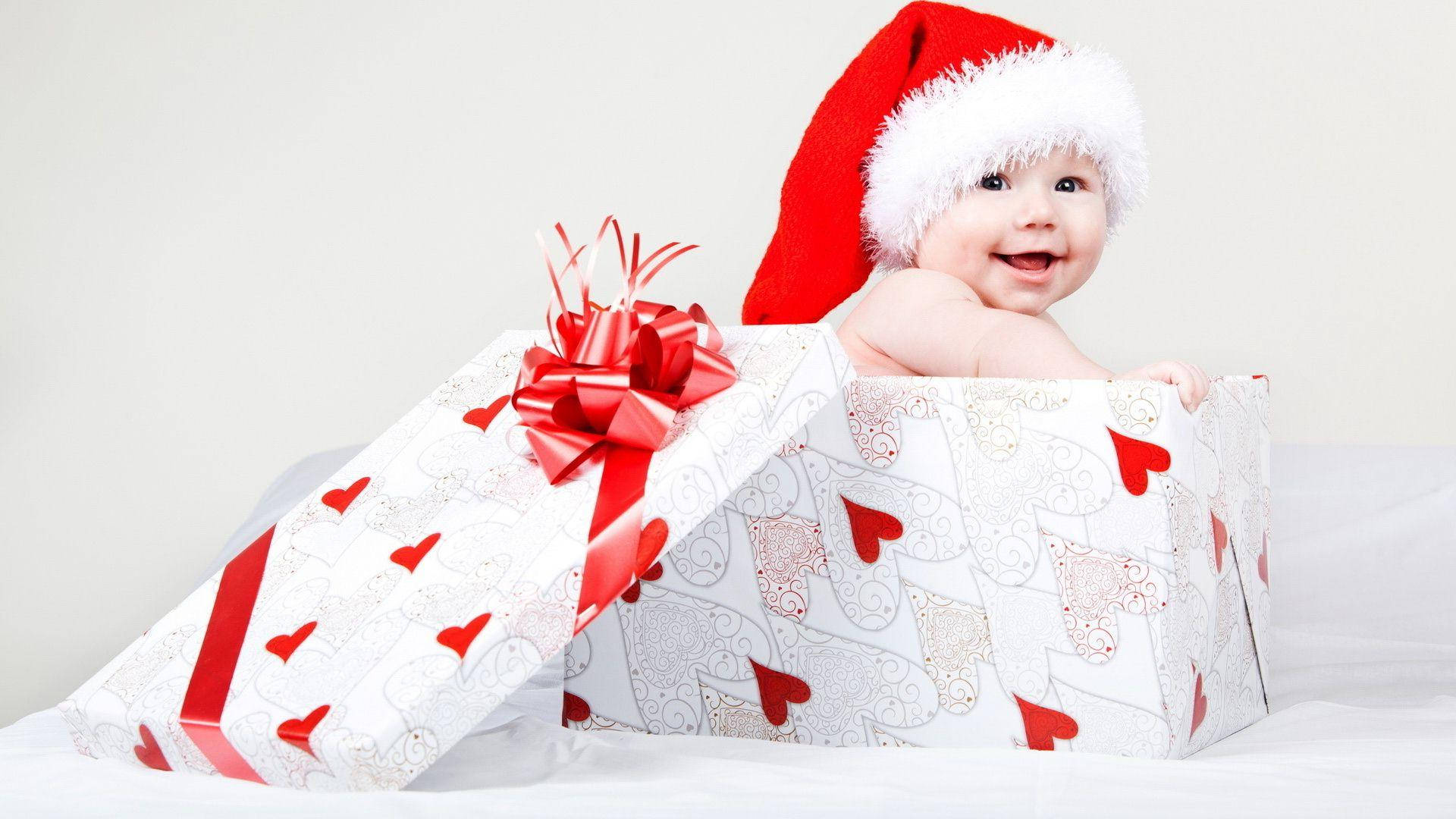 Newborn Baby Santa Gift Background