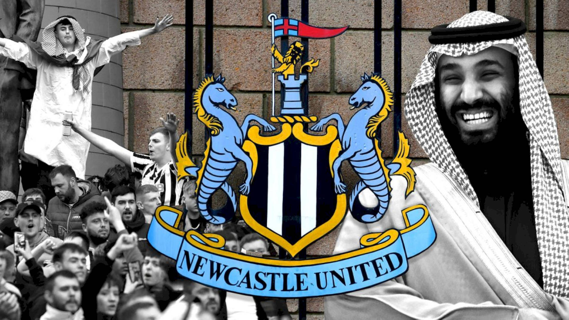 Newcastle United Fc Logo With Fans