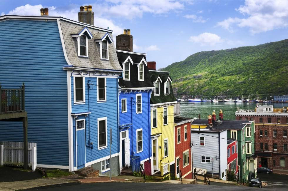 Newfoundland's Colorful Neighborhood Background