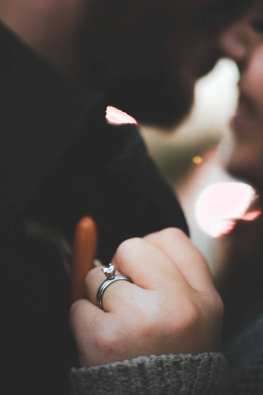 Newly Engaged Couple Kissing Hd Background