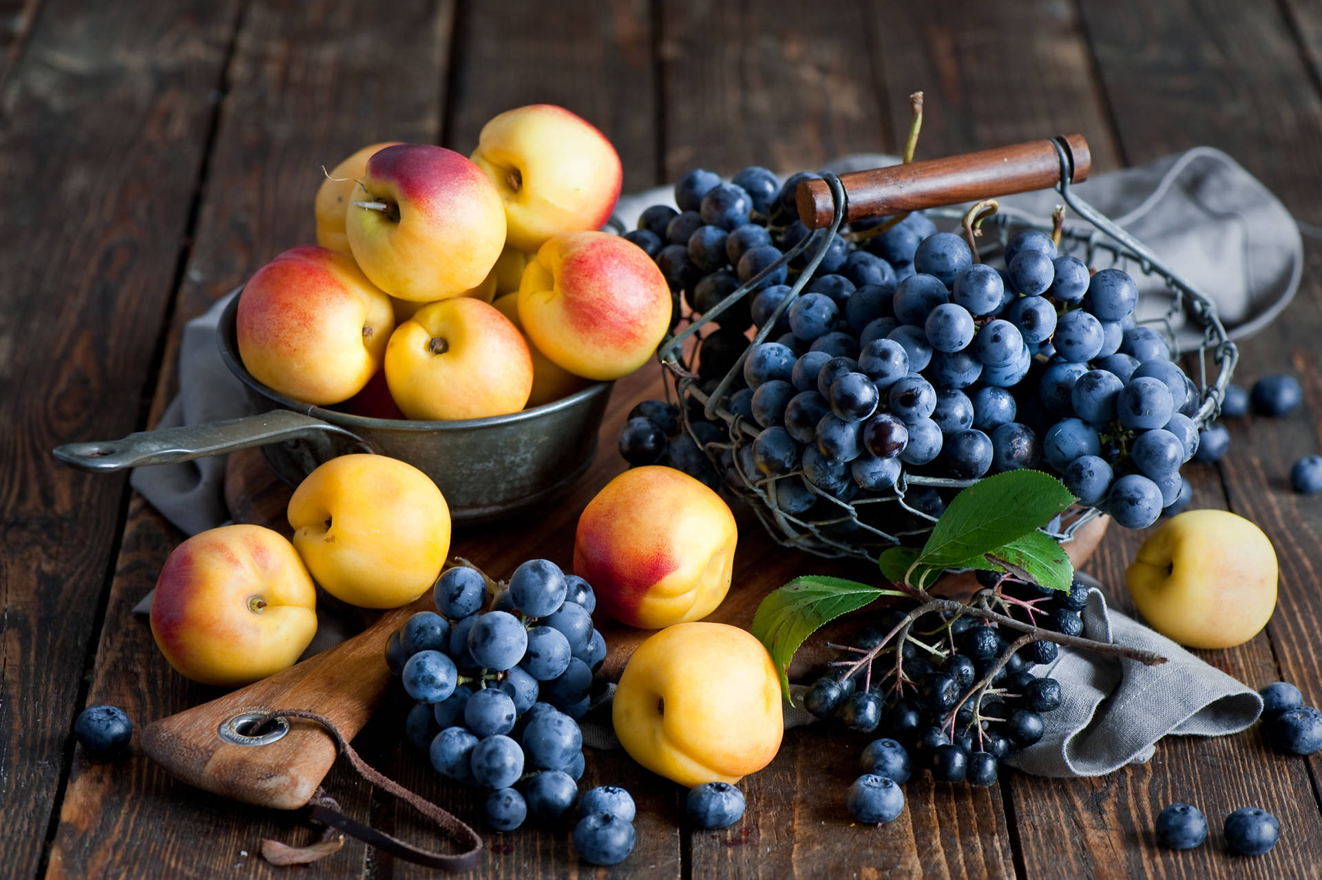 Newly Harvest Nectarine And Apricot Grapes