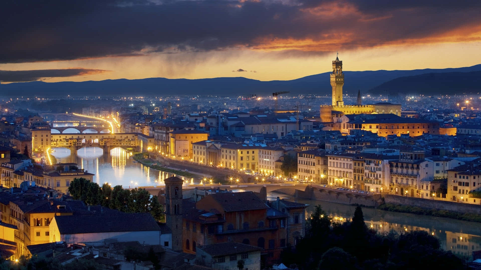 News Camping Ponte Vecchio Dusk Background