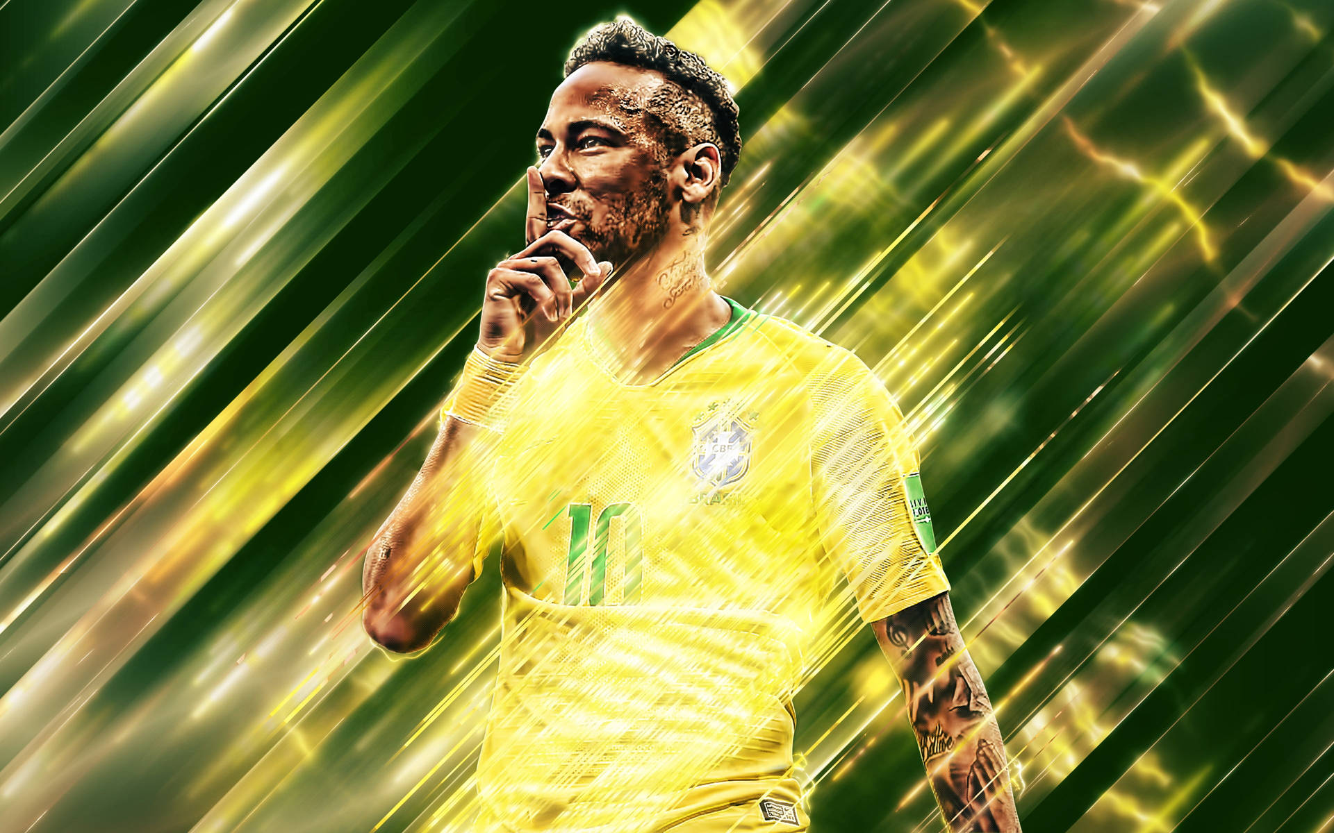 Neymar 4k Bright Yellow Lines Background