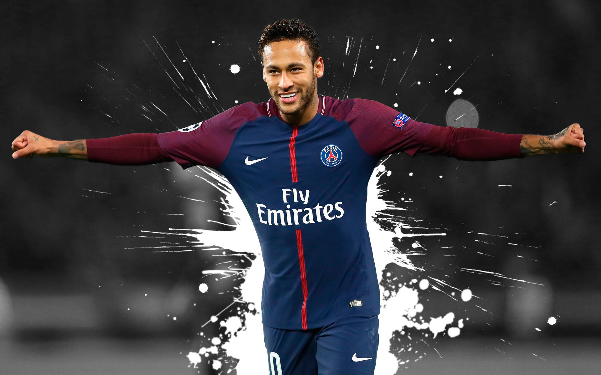 Neymar 4k Football White Splatters Background