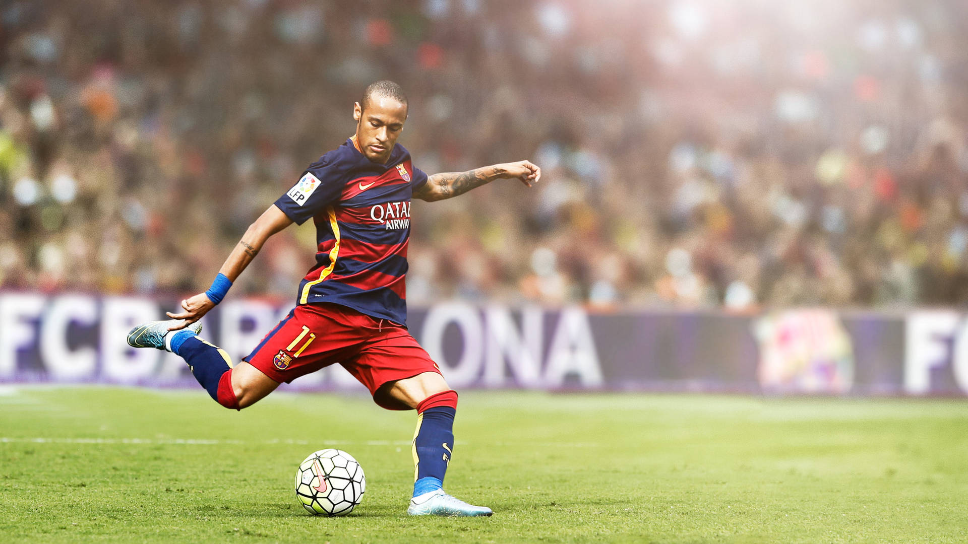 Neymar 4k Kicking A Ball Background