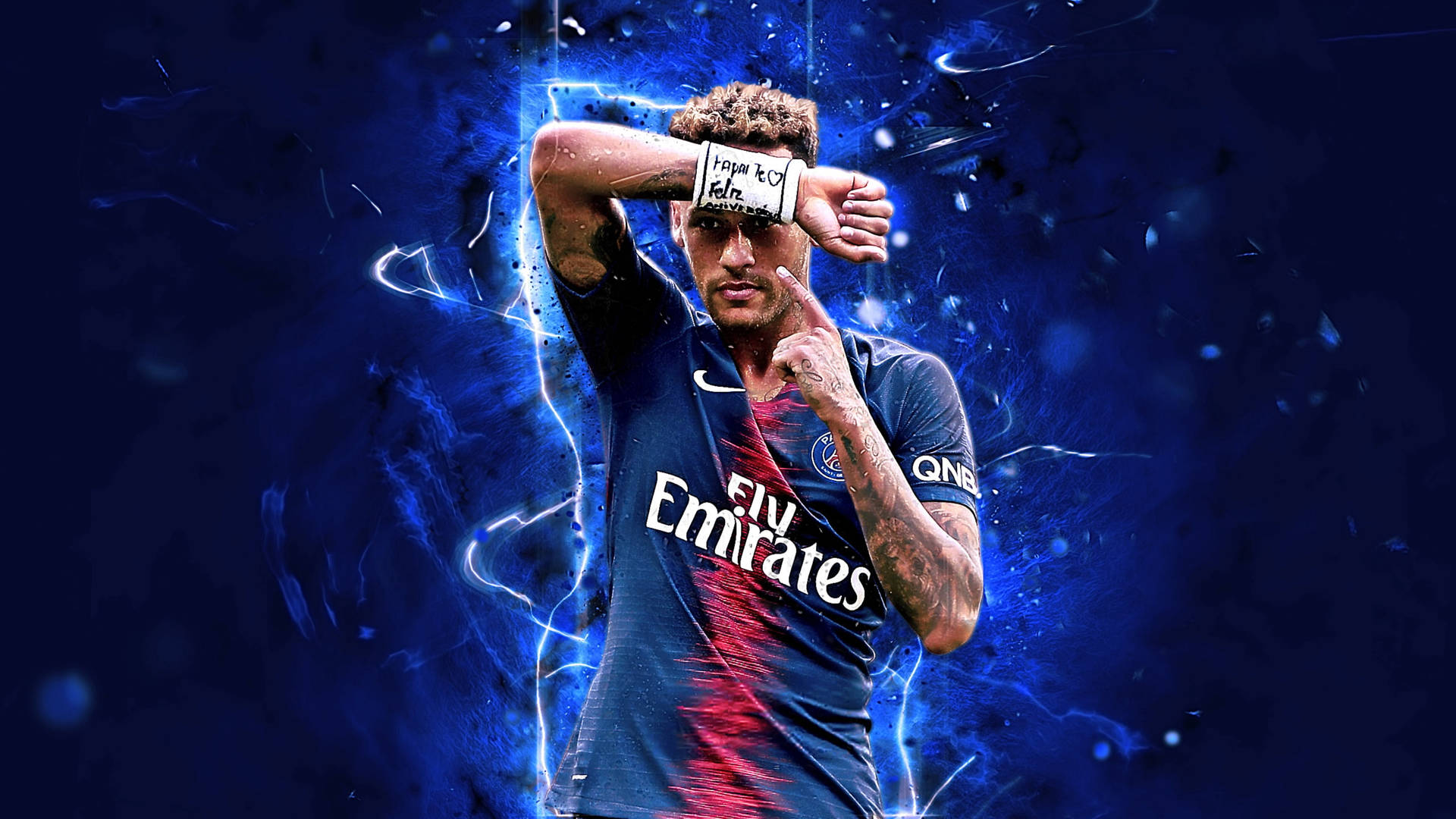 Neymar 4k Neon Blue Fan Edit Background