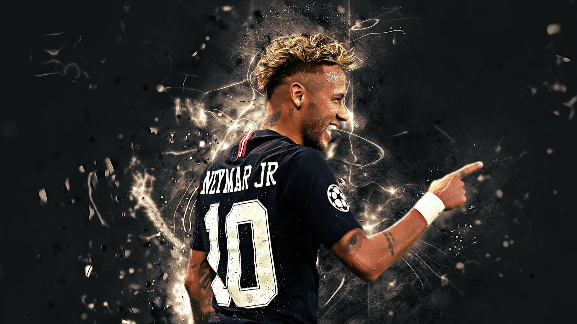 Neymar 4k White Lights Background