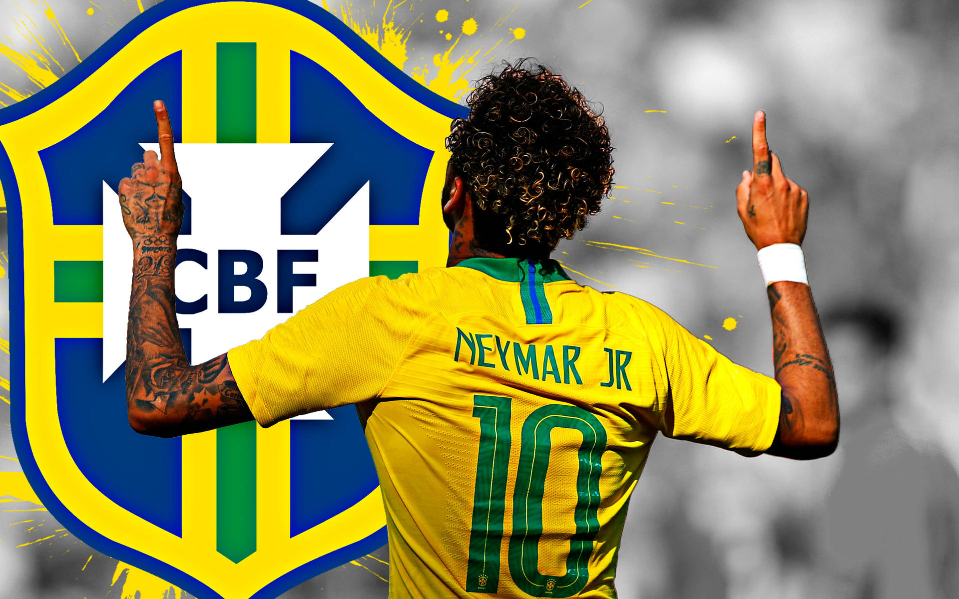 Neymar 4k With Big Cbf Logo Background