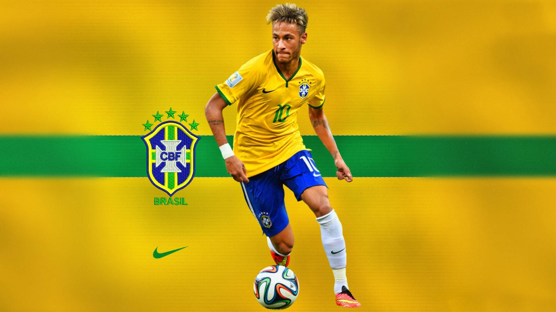 Neymar 4k With Cbf Logo Background