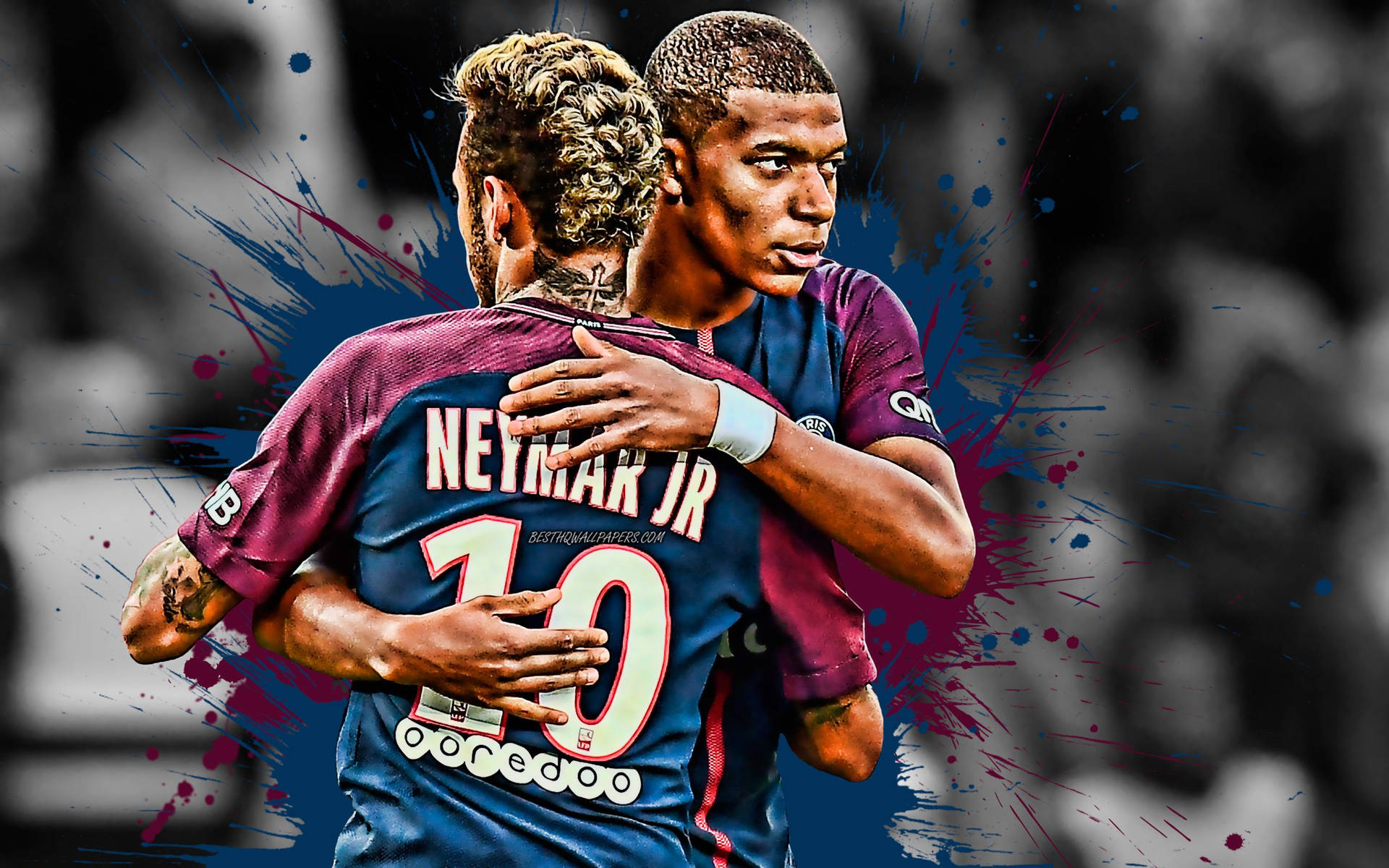 Neymar And Kylian Mbappe 4k Digital Artwork Background