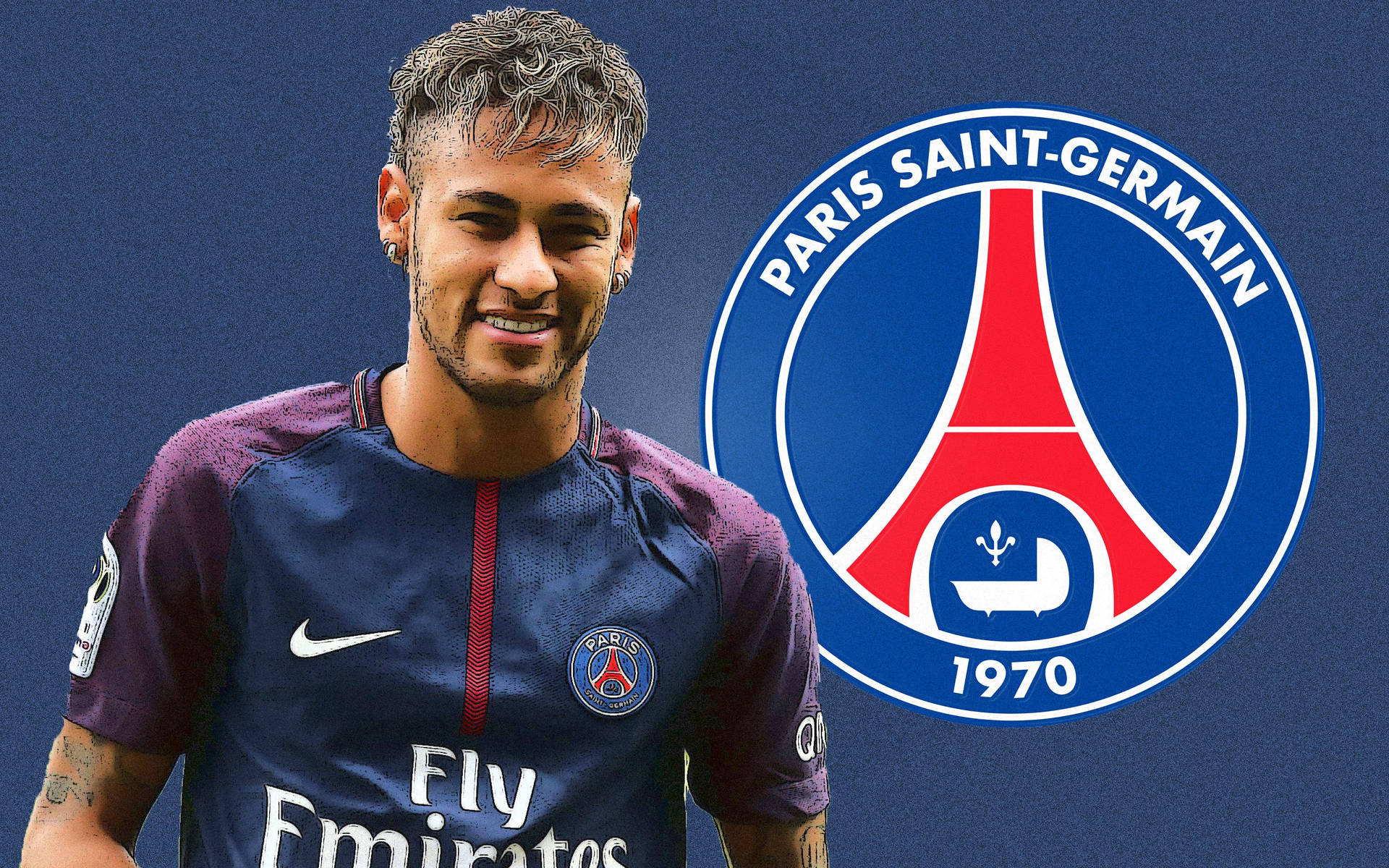 Neymar Celebrates With Paris Saint-germain Logo. Background