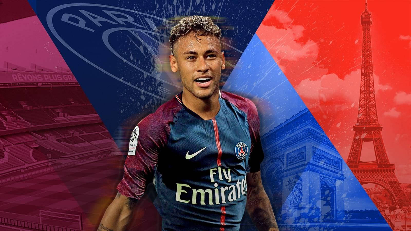 Neymar In A Vibrant Geometric Backdrop Background
