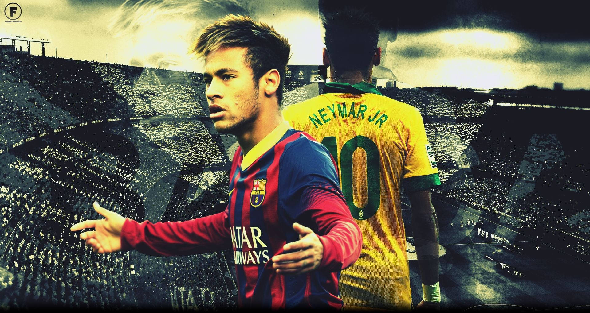 Neymar In Barca And Cbf Jersey Background