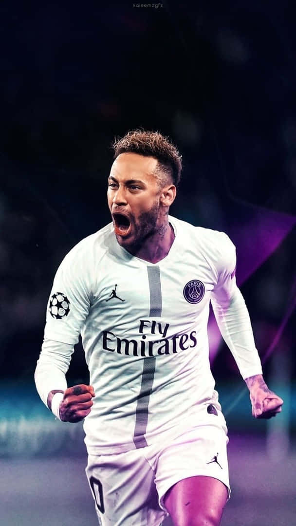 Neymar In His Element: Expressing Himself Through Captivating Skills On The Football Pitch Background