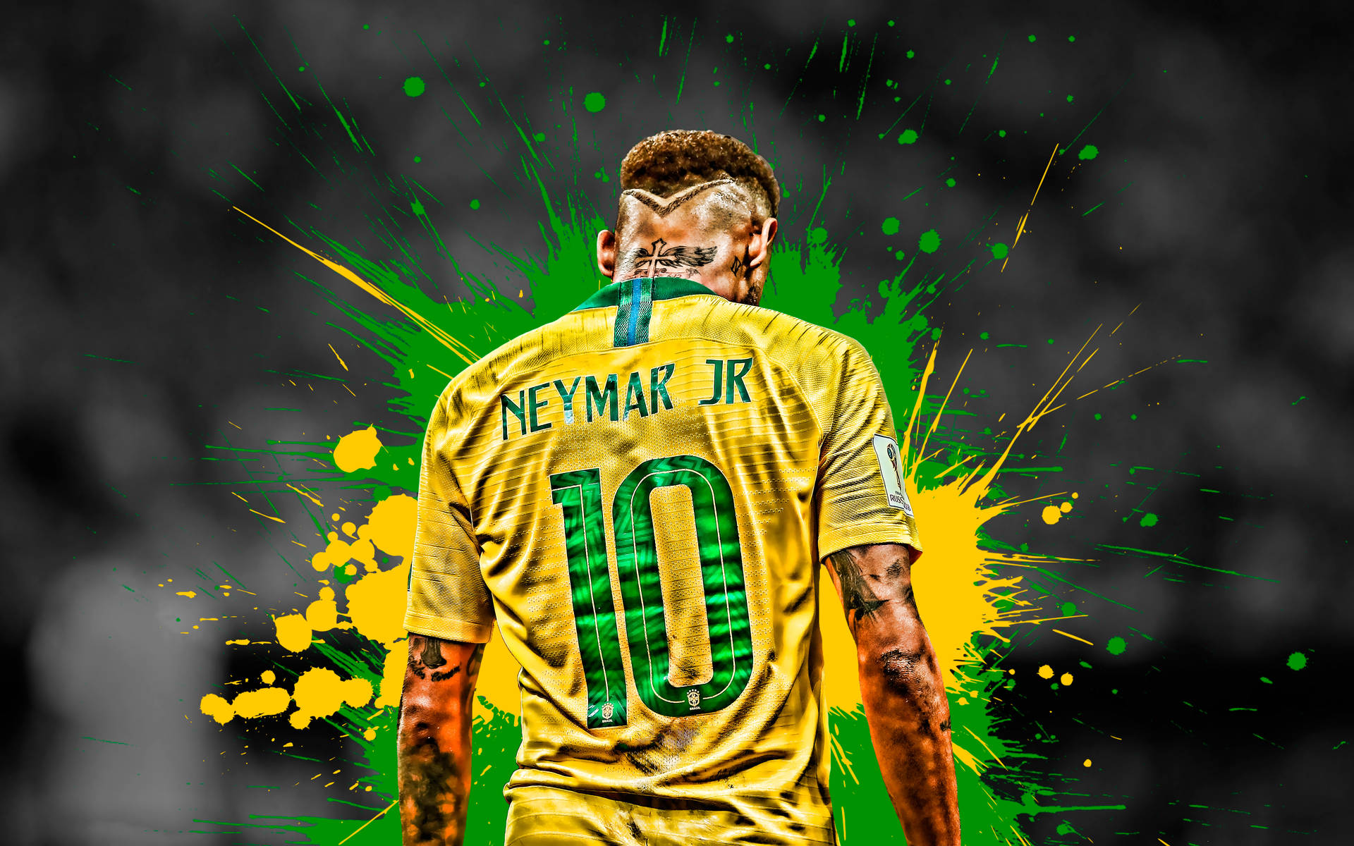 Neymar Jr Yellow Green Splatter