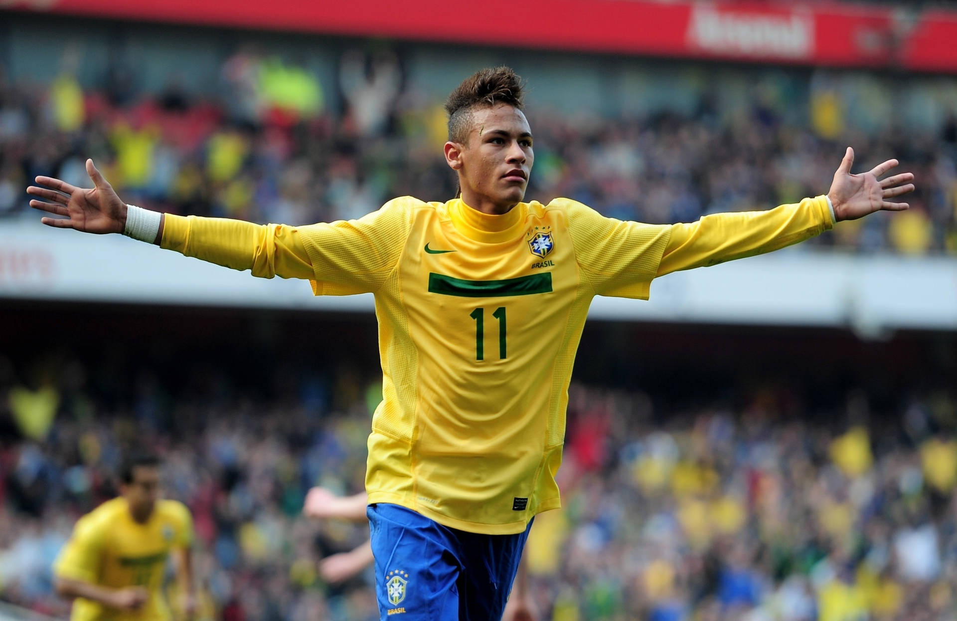 Neymar Of Brazil, A Rising Soccer Star Background