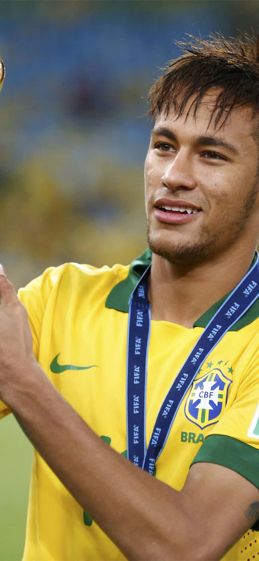 Neymar Playing A Game On His Iphone