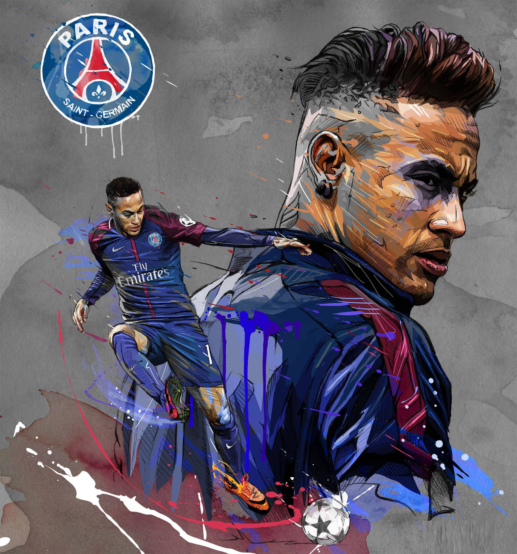 Neymar Shakes Hands With A Fan After Successfully Completing His Pen-tool Artwork Background