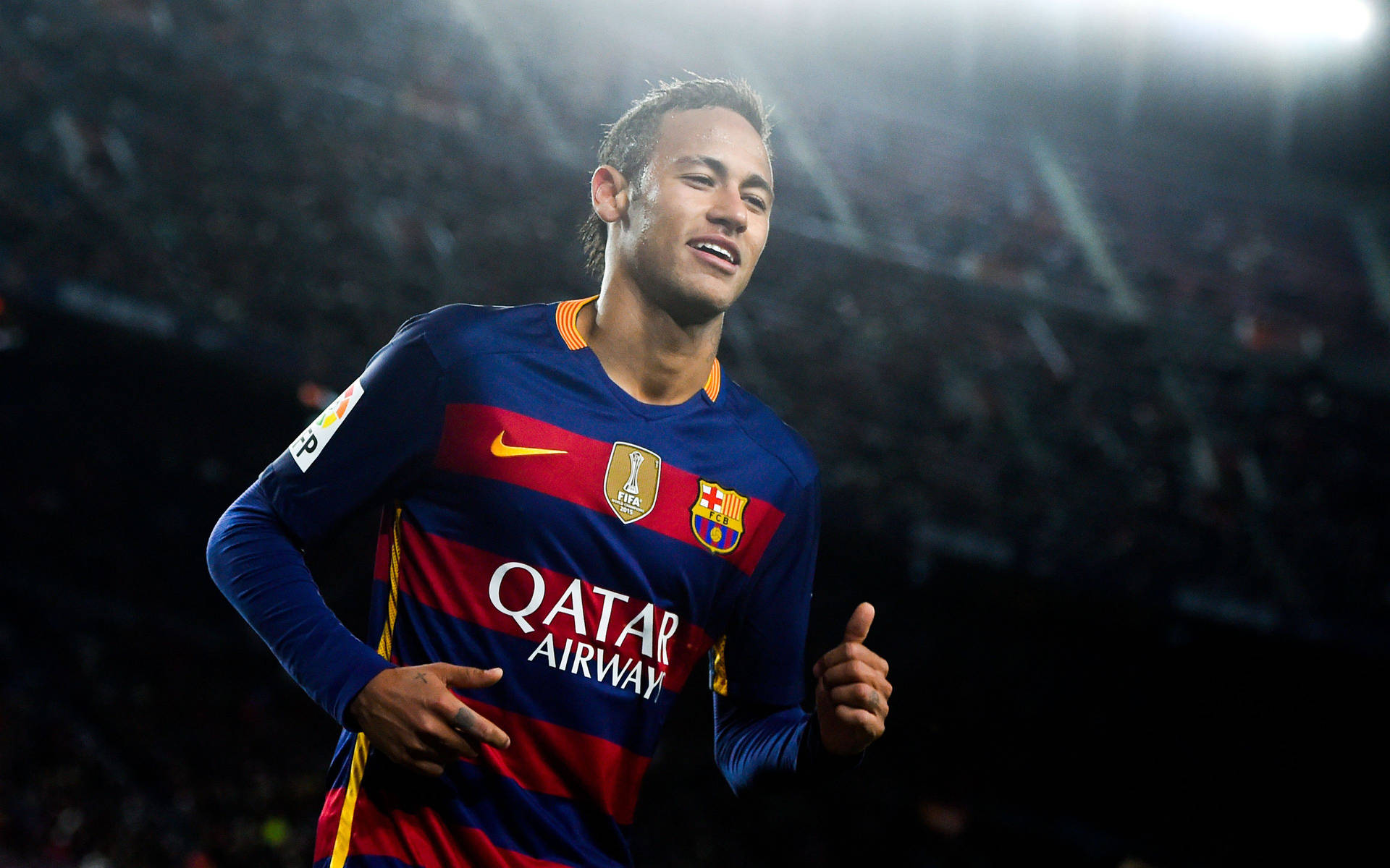 Neymar Showing His Enthusiasm For Fc Barcelona Background