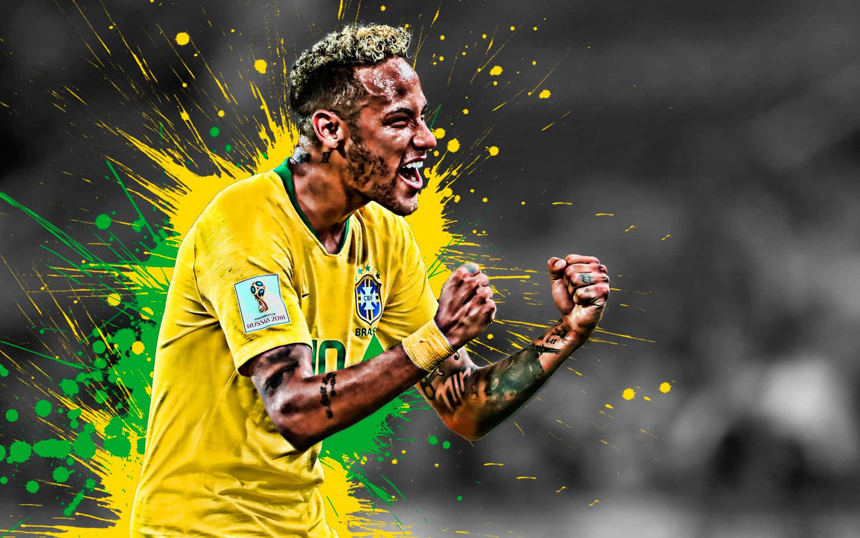 Neymar Top Scorer On The Pitch Background