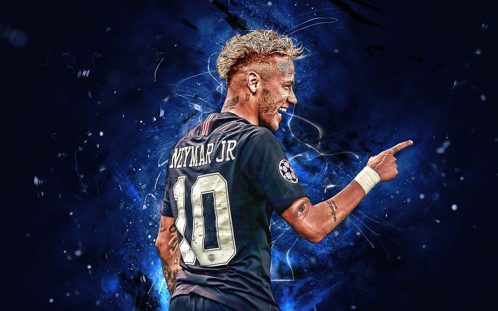 Neymar Ultra Hd Blue Effect Background