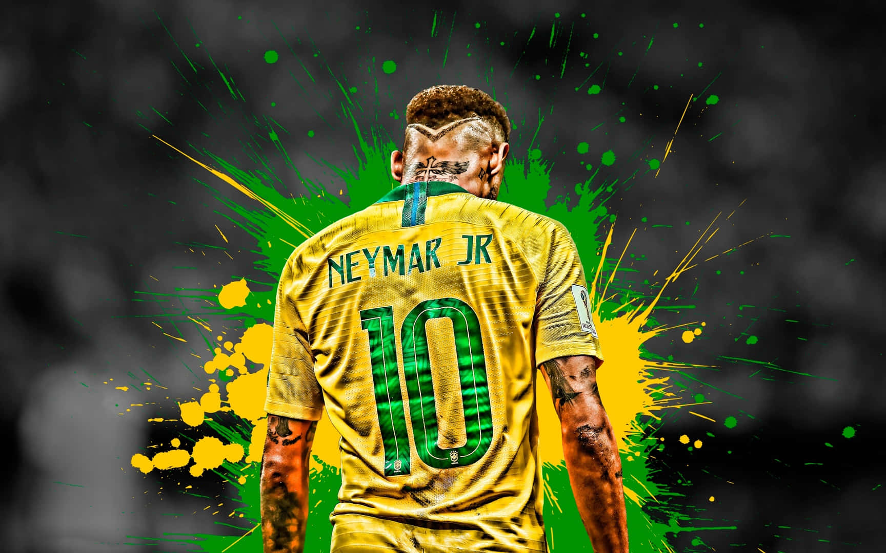 Neymar Ultra Hd Yellow Green Splatter Background