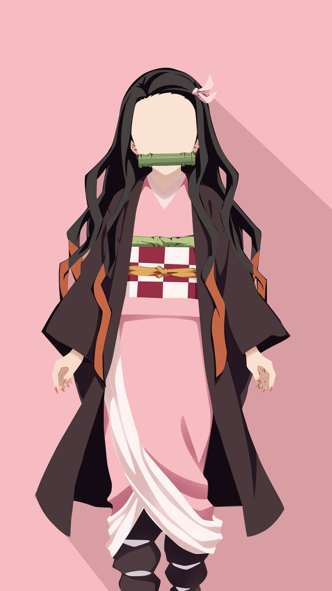 Nezuko Embracing A Gentle Embrace In A Pink Kimono Background