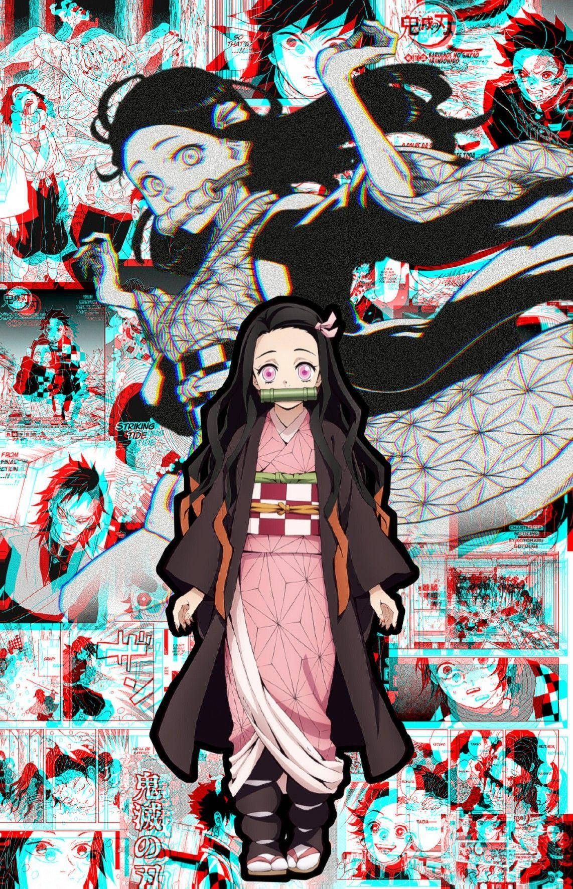 Nezuko Flying High With Her Iphone.