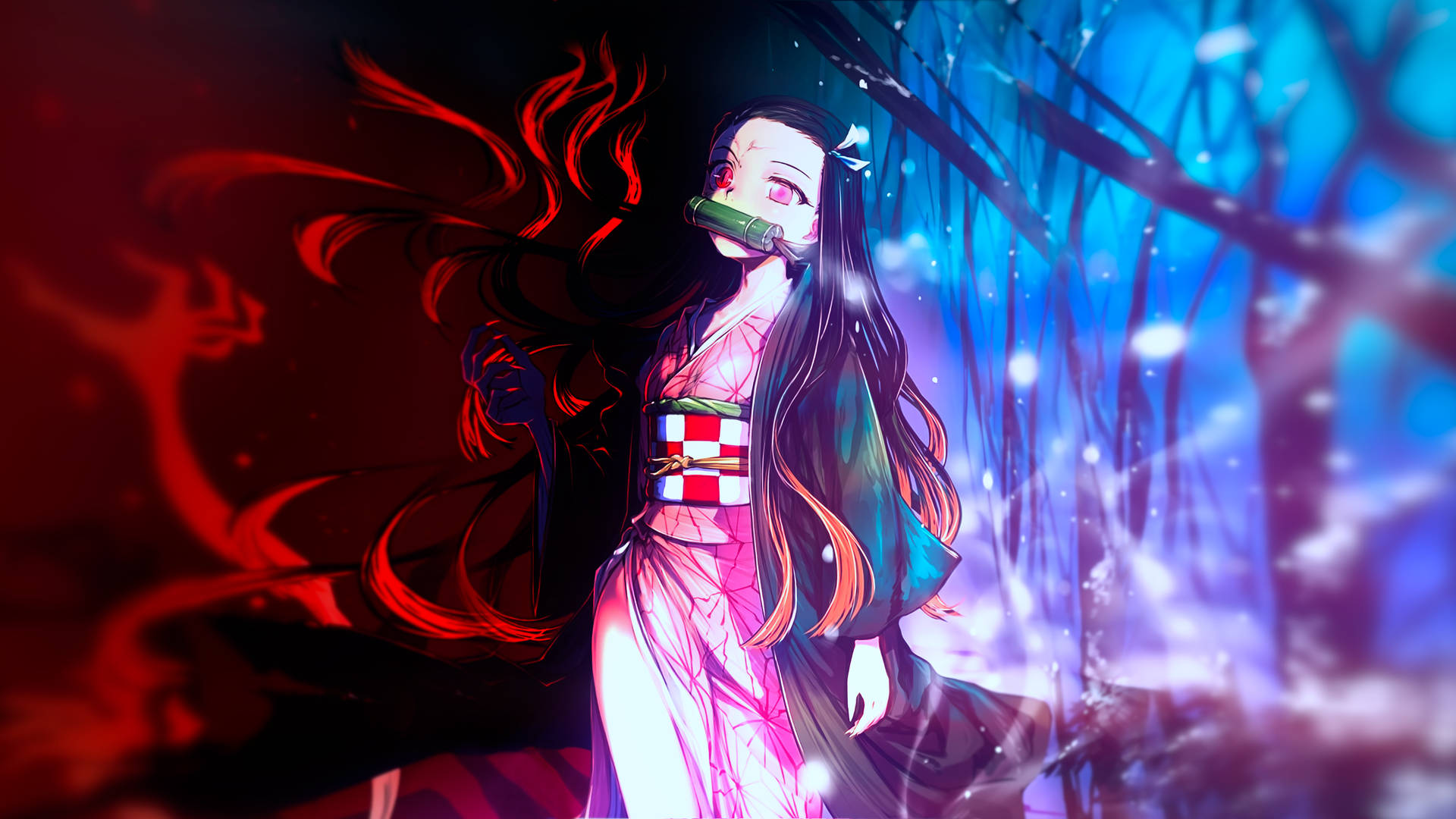 Nezuko In Two Forms Background