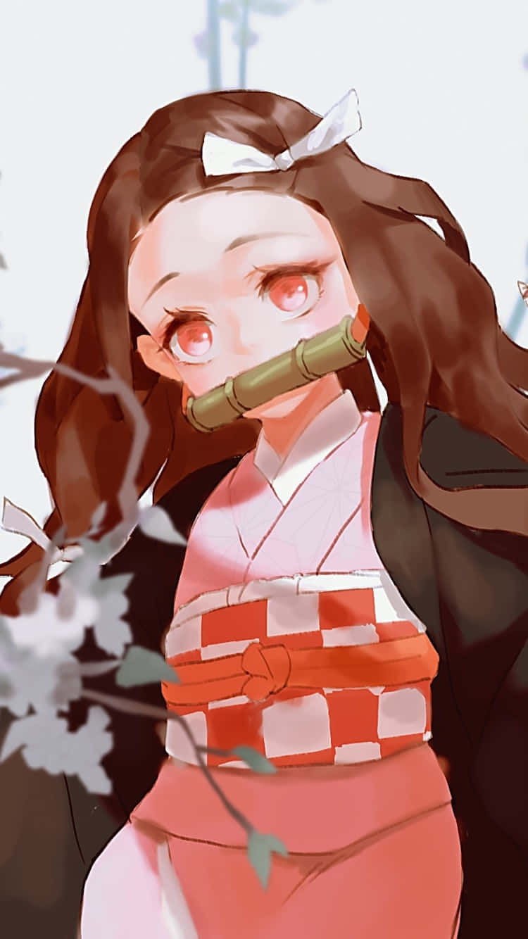 Nezuko Kamado Cute Demon Slayer Digital Painting Background