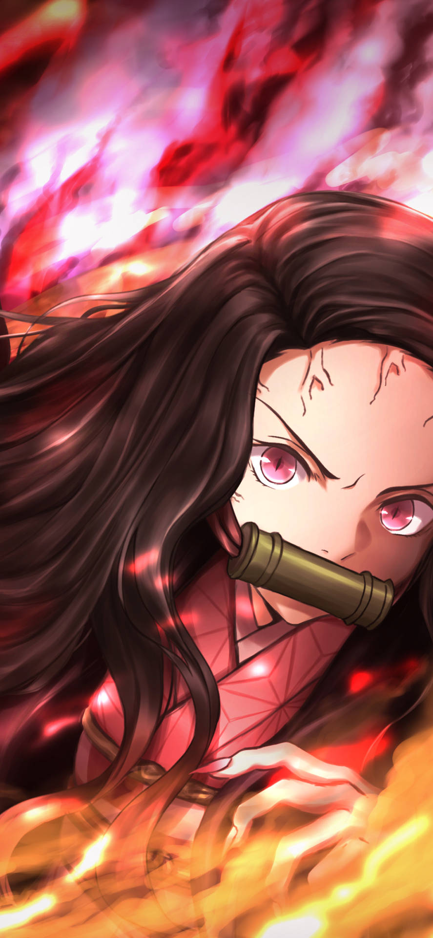Nezuko Red Eyes Demon Slayer Iphone Background