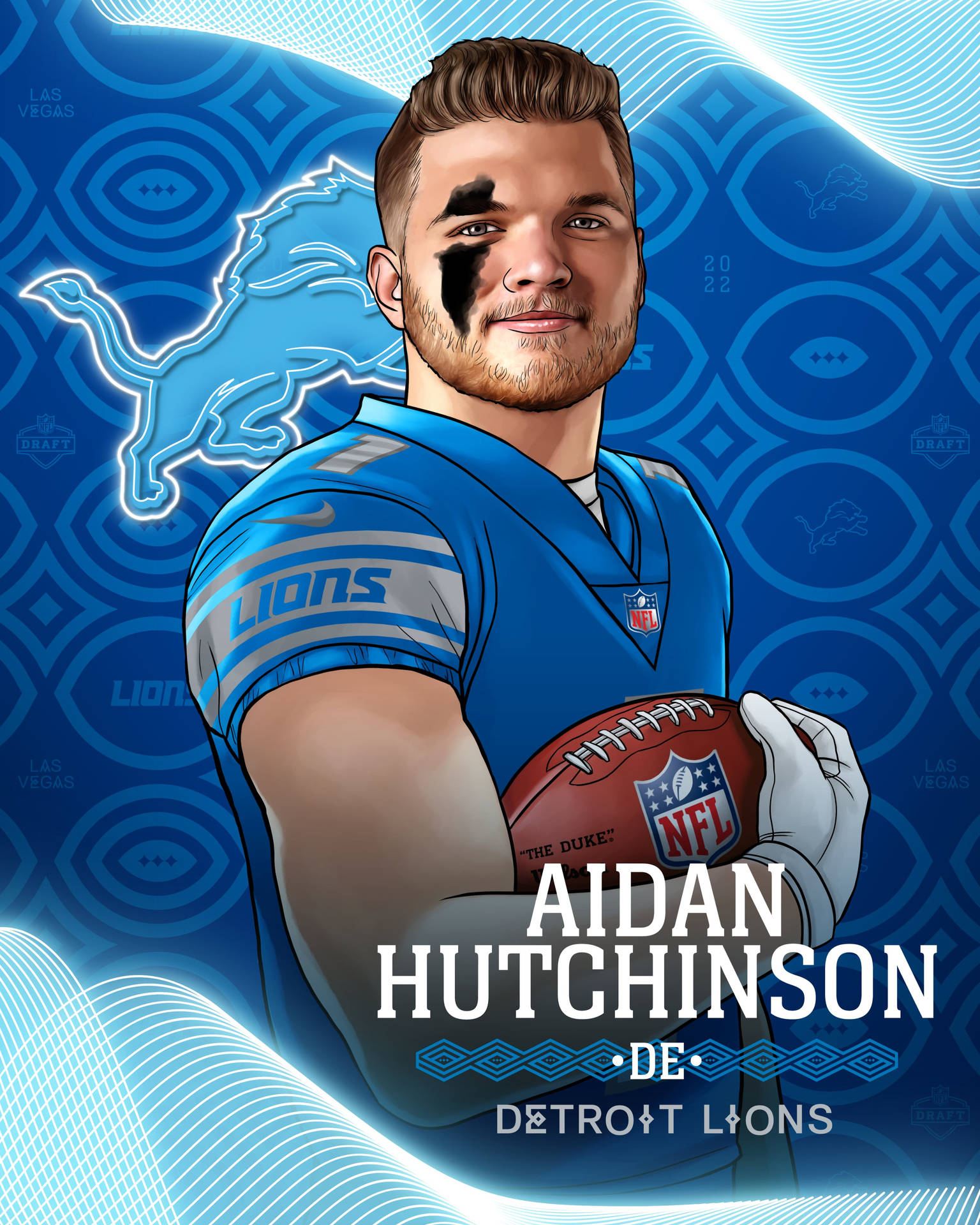 Nfl Detroit Lions Aidan Hutchinson Digital Art Background