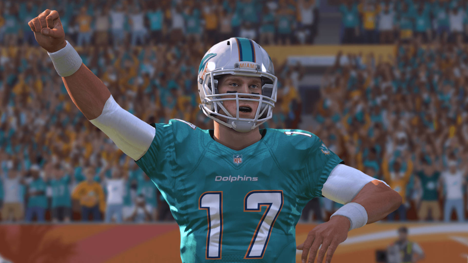 Nfl Miami Dolphins Ryan Tannehill Raised Fist Background