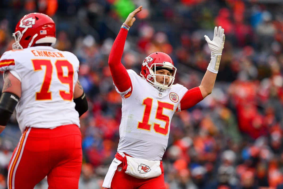 Nfl Mvp Pat Mahomes Embracing Technology Background