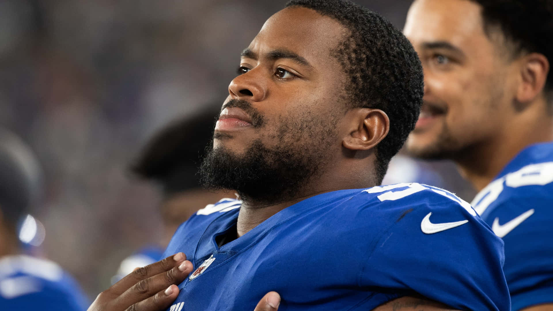 Nfl New York Giants Player Bj Hill Metlife Stadium Background