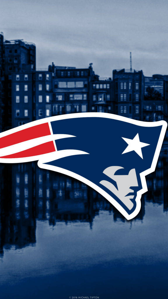 Nfl Patriots Logo With Building Background Background