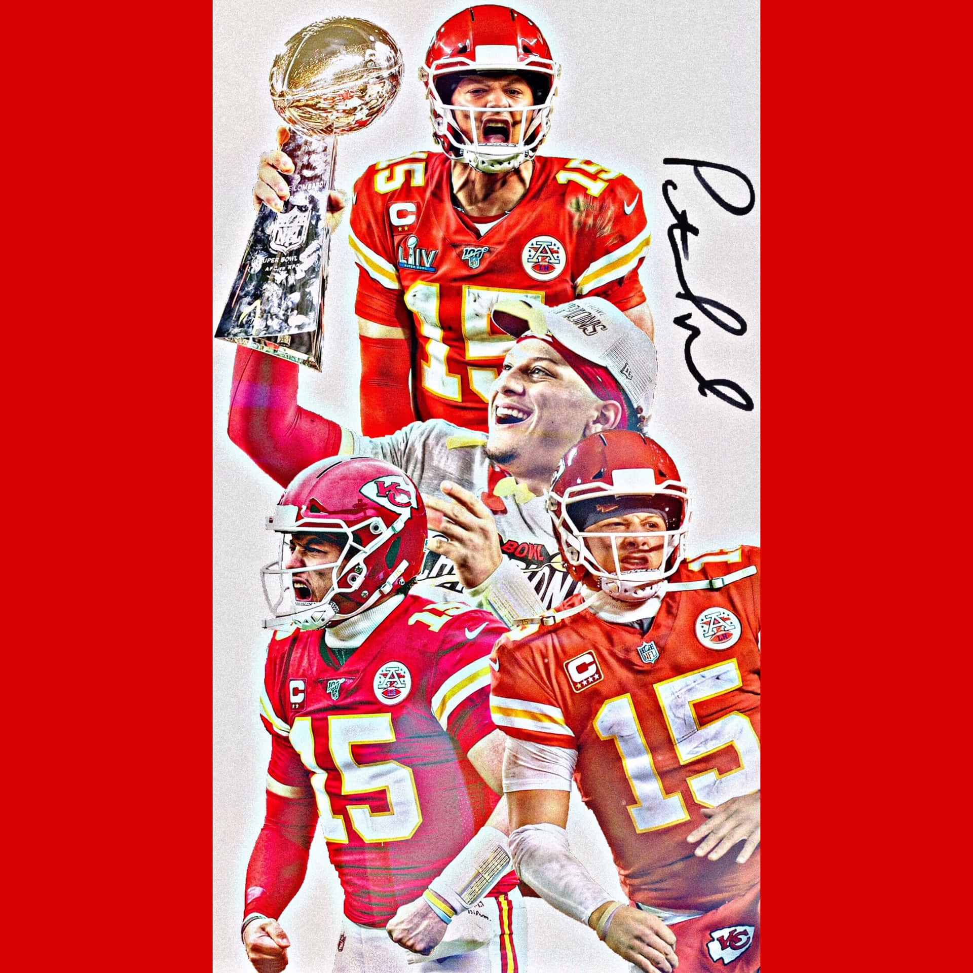Nfl Player Pat Mahomes On The Phone Background