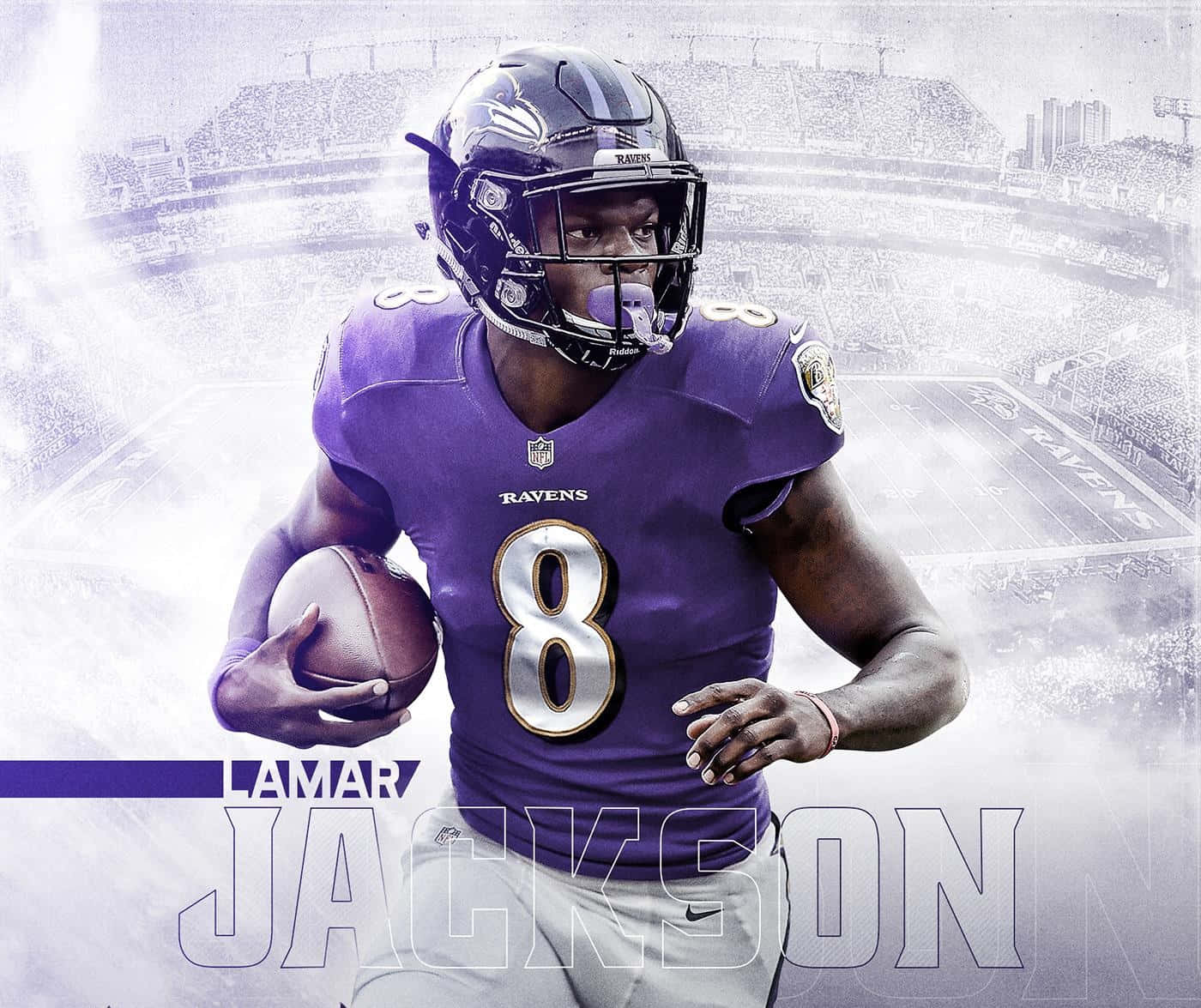 Nfl Quarterback Lamar Jackson In Action For The Baltimore Ravens Background
