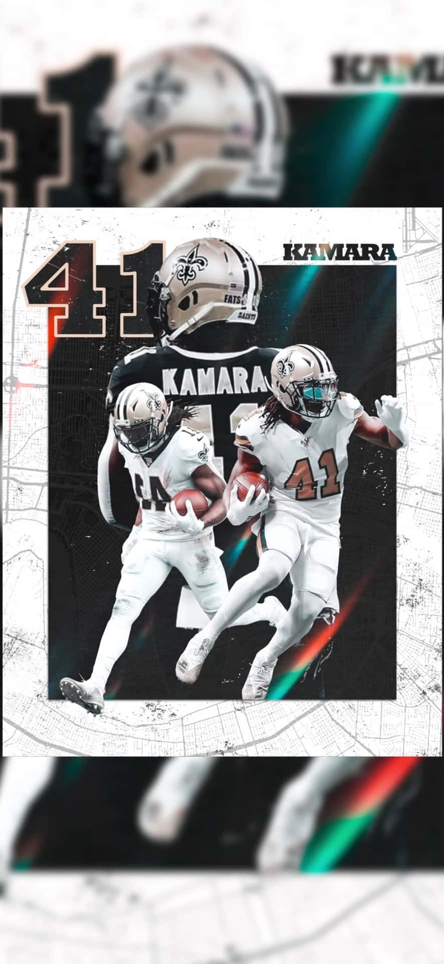 Nfl Running Back Alvin Kamara Carries The Ball. Background