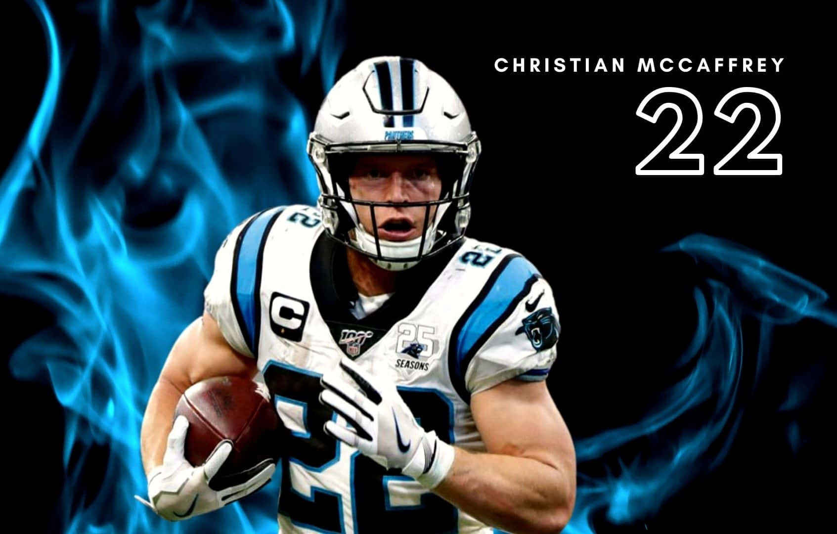 • Nfl Star Christian Mccaffrey On The Field Background