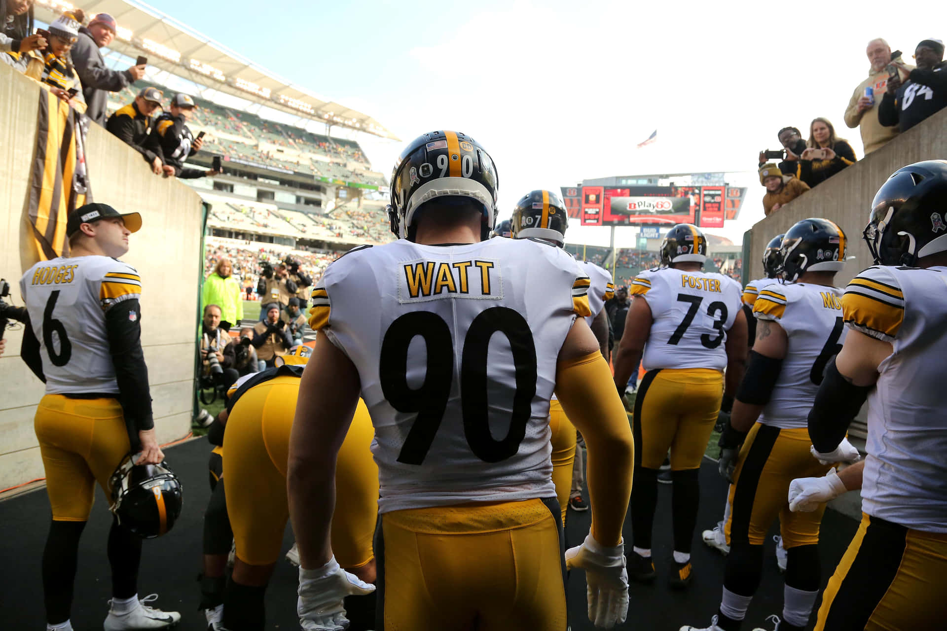 Nfl Star T.j. Watt Ready For The Next Game Background