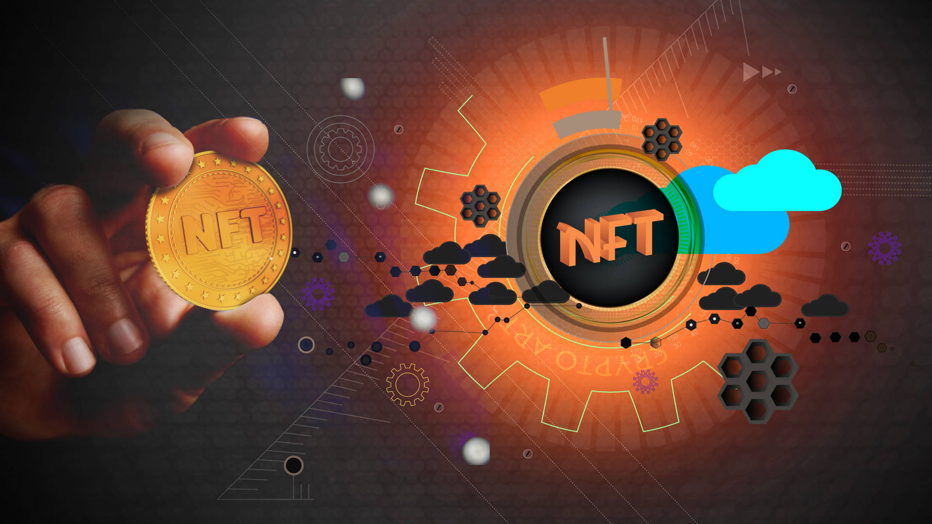 Nft Coin Orange Aesthetic Background