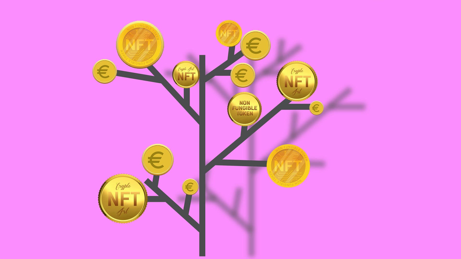 Nft Coin Tree Digital Art Background