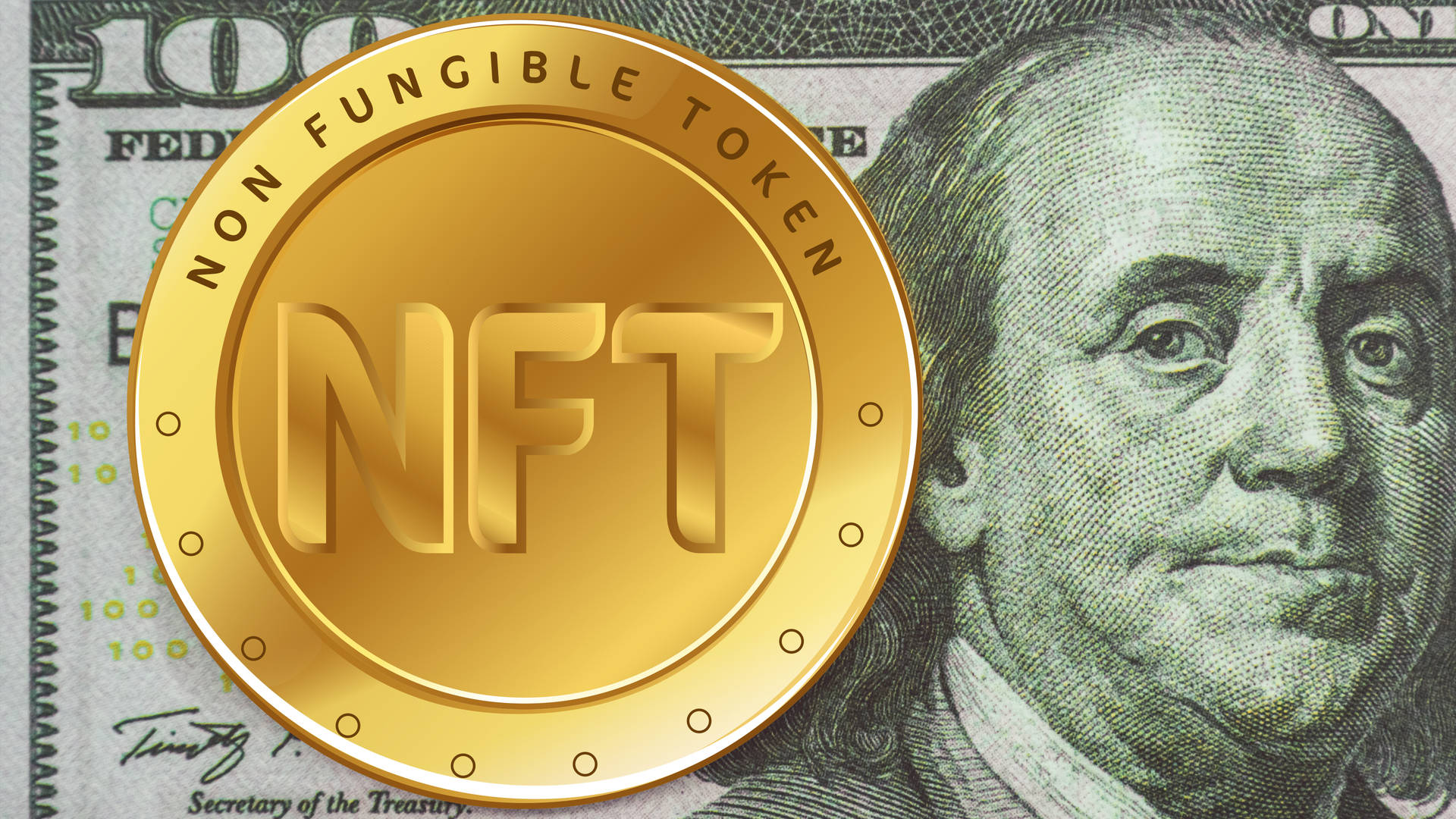 Nft Gold Coin Dollar Bill Background