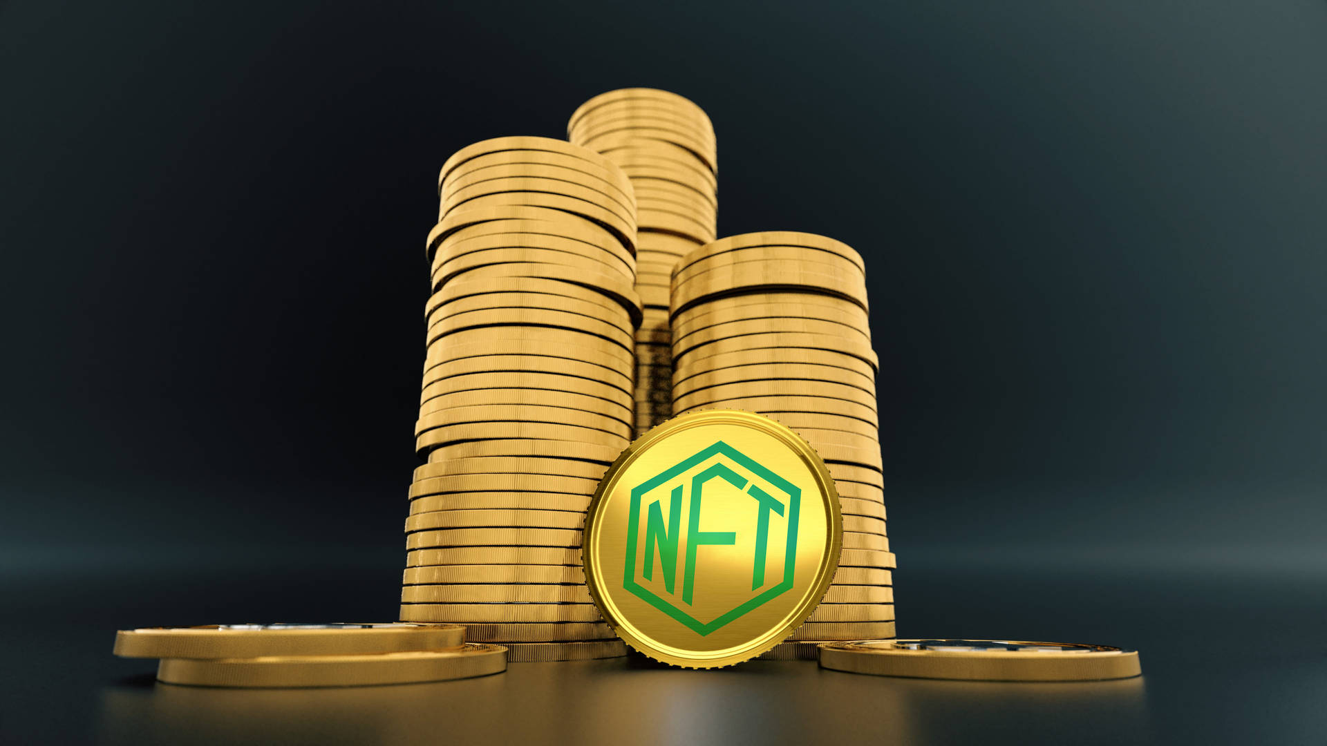 Nft Gold Coin Towers Background